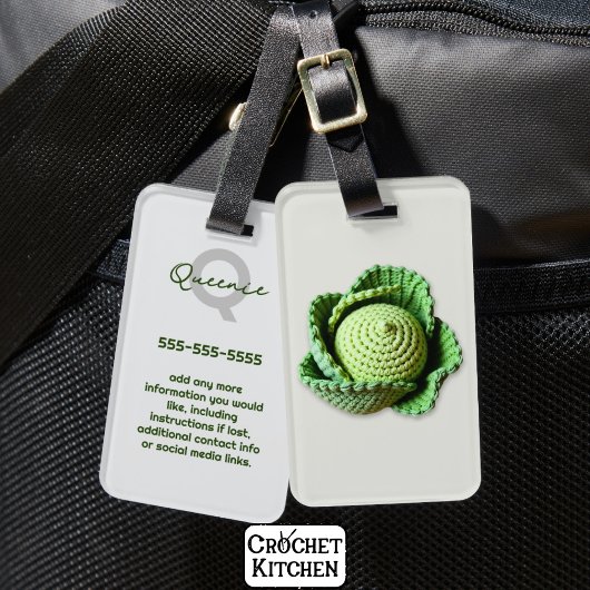 Kitschy Modern Granny Garden Crochet Cabbage Name Gepäckanhänger