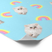 Kitschy Pastel Aesthetic Cat Kitten Rainbows Blue Poster (Ecke)