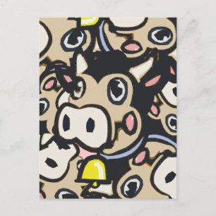 Kitschy Pop Art Dairy Moo Kuh in Retro Style - Postkarte