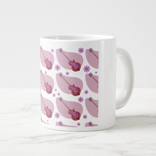Kitschy Retro Fifties Guitar Boomerang Pattern Jumbo-Tasse (Vorderseite Rechts)
