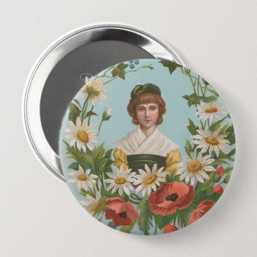 Kitschy Retro German Valentine's Card, 1884 Button (Vorne & Hinten)