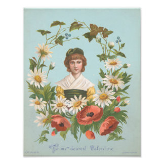Kitschy Retro German Valentine's Card, 1884 Fotodruck