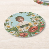 Kitschy Retro German Valentine's Card, 1884 Runder Pappuntersetzer (Angewinkelt)