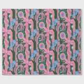 Kitschy Retro Ornament Christmas Wrapping Paper Geschenkpapier (Flach)