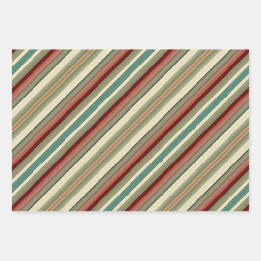 Kitschy Santa and Ornaments Complimentary Stripes Geschenkpapier Set (Vorderseite 3)