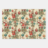 Kitschy Santa and Ornaments Complimentary Stripes Geschenkpapier Set (Vorderseite 2)