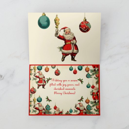 Kitschy Santa and Ornaments Wrapping Paper Ankündigung (Innenseite)