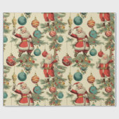 Kitschy Santa und Ornamente Umschlagpapier Geschenkpapier (Flach)