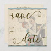 Kitschy Vintag Save the Date Card Vorlage (Vorne/Hinten)