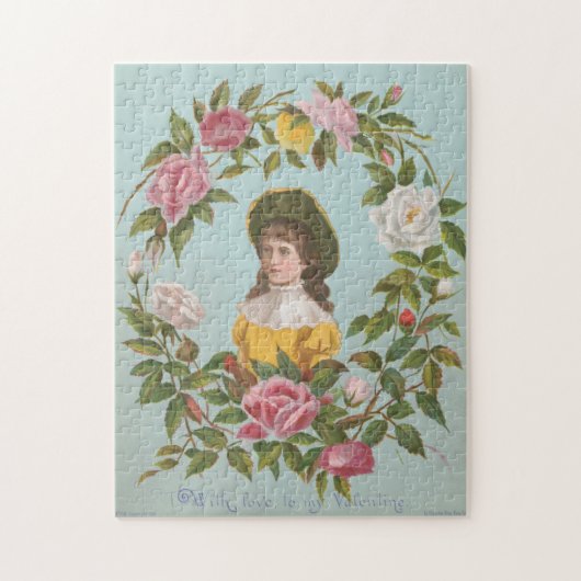 Kitschy Vintage German Valentine's Card, 1884 Puzzle (Vertikal)