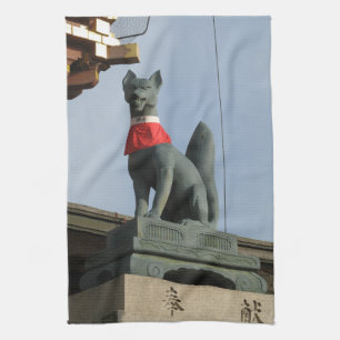 Kitsune キツネ (Fuchs) mit Juwel im Maul Geschirrtuch