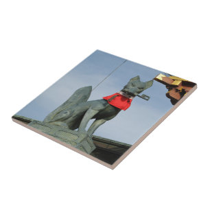 Kitsune キ ネ (Fox) mit Key in Mouth Fliese