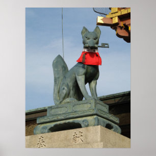 Kitsune キ ネ (Fox) mit Key in Mouth Poster