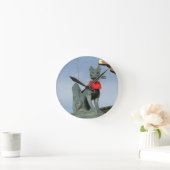 Kitsune キ ネ (Fox) mit Key in Mouth Runde Wanduhr (Zuhause)