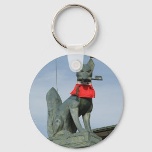 Kitsune キ ネ (Fox) mit Key in Mouth Schlüsselanhänger
