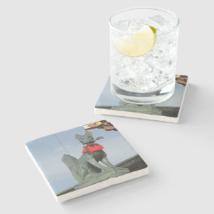 Kitsune キ ネ (Fox) mit Key in Mouth Steinuntersetzer