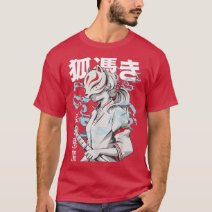 Kitsune Anime Fox Samurai Japanisch T-Shirt