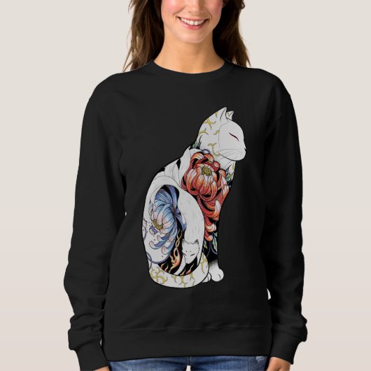 Kitsune Cat Tattoo - peony foxy Classic Sweatshirt (Vorderseite)