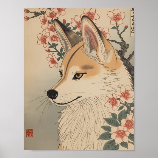 Kitsune & cherry blossom poster (Vorne)