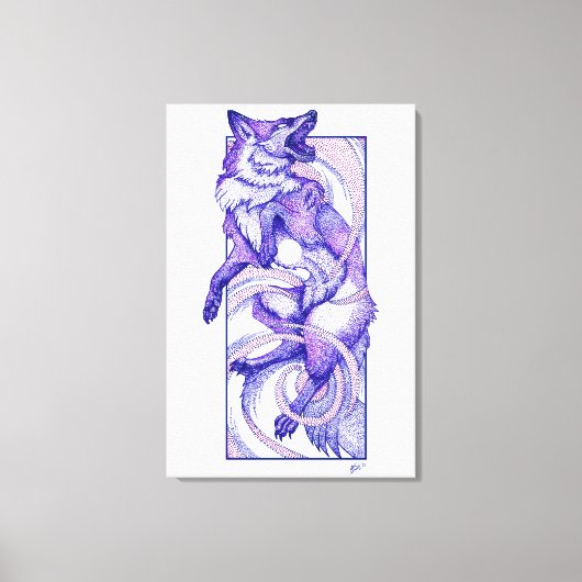 Kitsune Dotwork Leinwanddruck (Vorderseite)