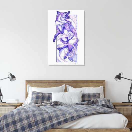 Kitsune Dotwork Leinwanddruck (Insitu (Schlafzimmer))