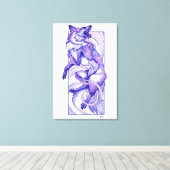 Kitsune Dotwork Leinwanddruck (Insitu (Holzboden))