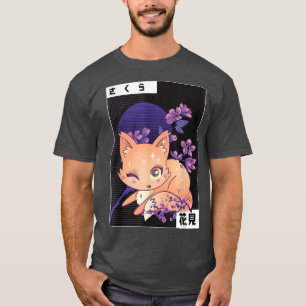 Kitsune Fo Kanji Hanami Cherry Flower Japanese Sak T-Shirt