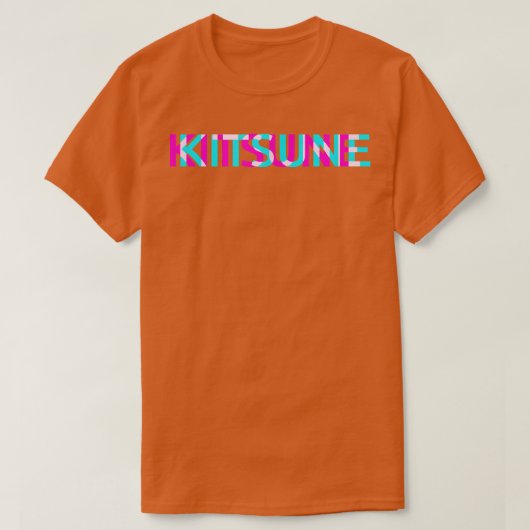 Kitsune Fox Japanese Glitch Anime Aesthetic Damw T-Shirt (Design vorne)