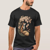 Kitsune Fox Japanese Nine Tailed Fox Cherry Blosso T-Shirt (Vorderseite)