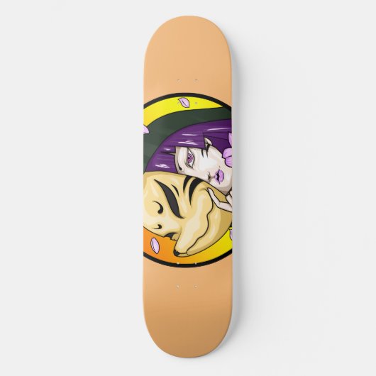 Kitsune Fox Mask Girl Skateboard (Vorderseite)