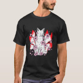 Kitsune fox with japanese kitsune and cherry bloss T-Shirt (Vorderseite)