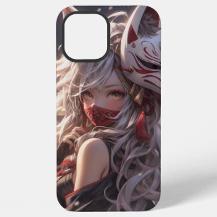 Kitsune-Fuchs-Maske Samurai-Mädchen Japanisch iPhone 12 Pro Max Hülle