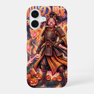 Kitsune Fuchs Samurai & Feuerkürbisse iPhone 16 Hülle