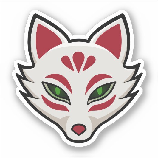 Kitsune-Fuchsmaske Aufkleber (Vorderseite)