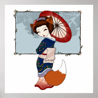 Kitsune Geisha Prints Poster