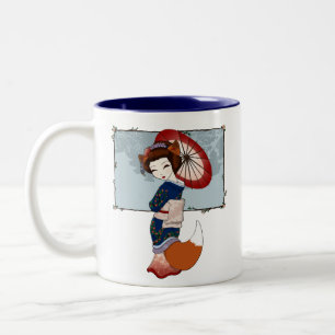Kitsune Geisha-Tassen Zweifarbige Tasse