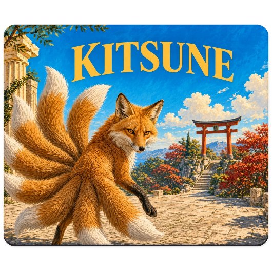Kitsune, Gothic Fantasy Monster Mousepad