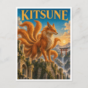 Kitsune, Gothic Fantasy Monster Postkarte