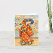 Kitsune in Kimono mit Fächer Karte (Vorderseite)
