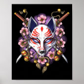 Kitsune Japanese Fox Mask Poster (Vorne)
