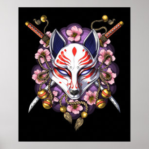 Kitsune Japanese Fox Mask Poster