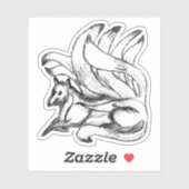 Kitsune Japanese Fox Sketch Aufkleber (Blatt)