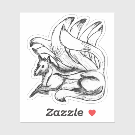 Kitsune Japanese Fox Sketch Aufkleber (Blatt)