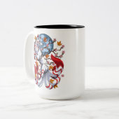 Kitsune Japanese Fox Zweifarbige Tasse (Vorderseite Links)