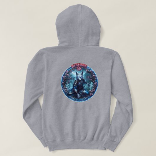 Kitsune Japanischer Fuchsgeist Fantasy Hoodie (Design Rückseite)