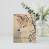 Kitsune & Kirschblüte Dankeskarte (Stehend Vorderseite)