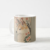 Kitsune & Kirschblüte Kaffeetasse (Vorderseite Links)