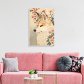 Kitsune & Kirschblüte Leinwanddruck (Insitu (Wohnzimmer))