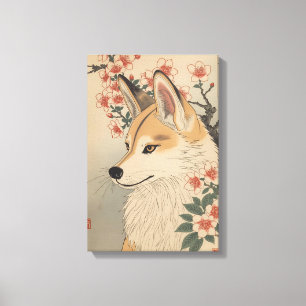 Kitsune & Kirschblüte Leinwanddruck