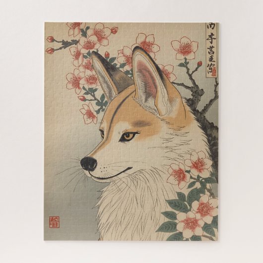 Kitsune & Kirschblüte Puzzle (Vertikal)
